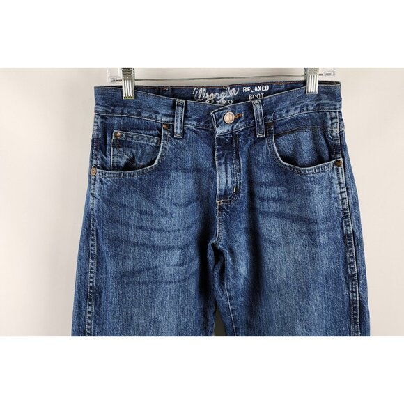 SOLD OUT Wrangler Jeans Mens 30x36 Blue Retro Relaxed Fit Bootcut Denim - Picture 2 of 9